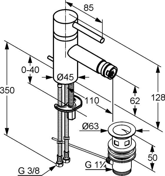 Смеситель для биде Kludi Bozz 385330576 латунь хром