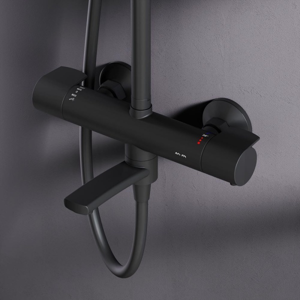 Душевая система со смесителем Am.Pm X-Joy F0785A522 монтаж настенная с термостатом черный