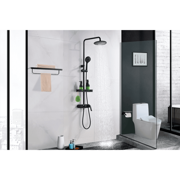 Душевая система со смесителем Orans  OLS-7558 монтаж настенная без термостата черная матовая