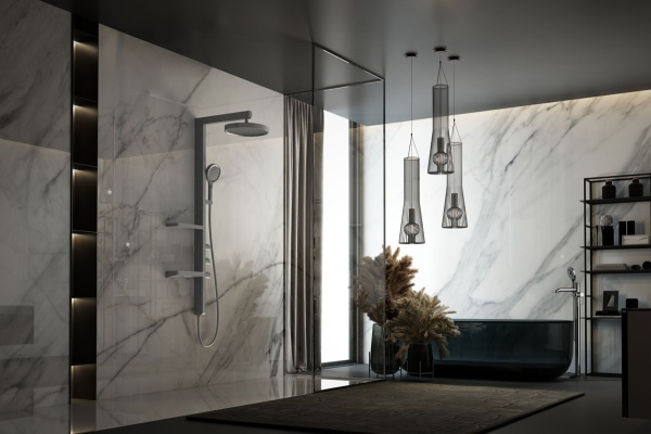 Душевая система со смесителем Vincea Inspire VSFS-3I11GM монтаж настенная без термостата вороненая сталь