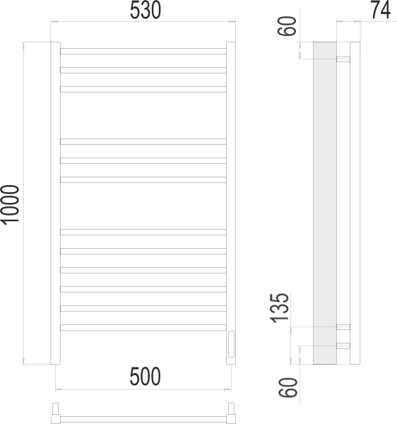 Полотенцесушитель электрический Terminus Сицилия П12  50x100 4670078526298 хром