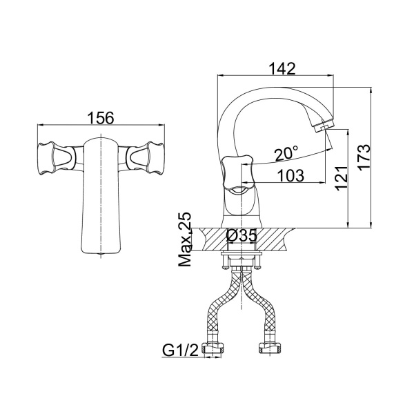 Смеситель для раковины D&amp;K Hessen.Grimm DA1382101 хром