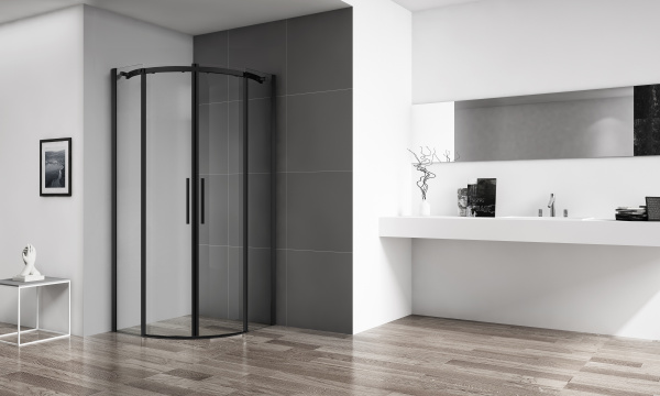 Душевой угол BelBagno Acqua ACQUA-R-2-100-C-NERO четверть круга 100x100 стекла прозрачные, профиль черный