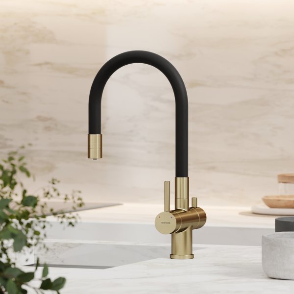 Смеситель для кухни Sancos Lucia SC4004BG с подключением к фильтру брашированное золото