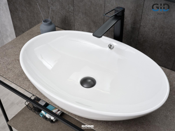 Раковина накладная овальная GID ceramic Lago N9007 фарфор цвет белый