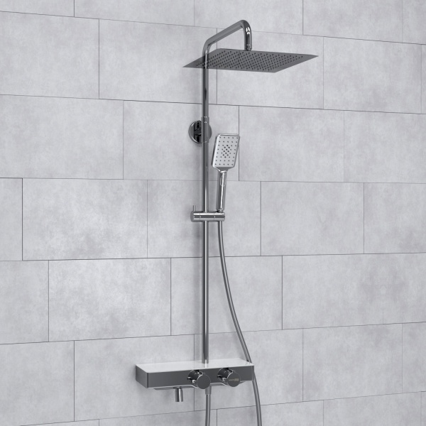 Душевая система со смесителем Wasserkraft  A113.118.126.CH Thermo монтаж настенная с термостатом хром