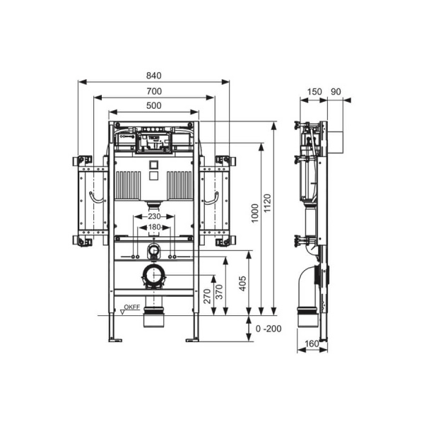 Инсталляция для подвесного унитаза МГН TECE Profil 9300381 механическая