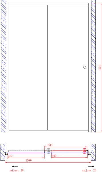 Душевая дверь Cezares Anima ANIMA-W-BF-1-110-C-Cr 110 см стекла прозрачные, профиль хром
