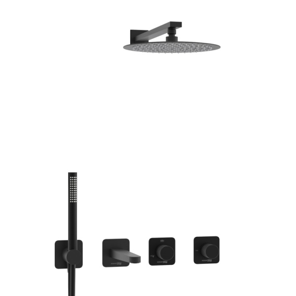 Душевая система со смесителем Wasserkraft Fulda 5200 A5251.300.301.219.258.302.242.217 монтаж встраиваемая в стену без термостата черный