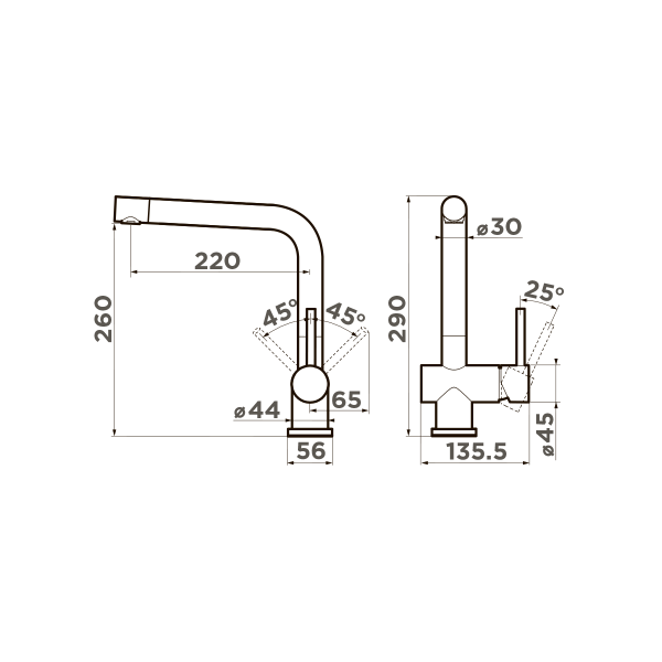 Смеситель для кухни Omoikiri Koriyama 4991005 без подключения к фильтру нержавеющая сталь
