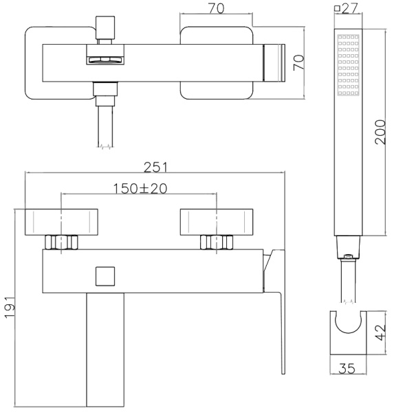 Смеситель для ванны или душа Webert Pegaso PE850101015 настенный 
без термостата хром