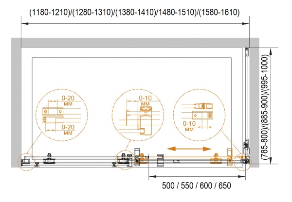 Душевой угол Cezares STYLUS-O-M-AH-1-130/80-C-Cr 130x80