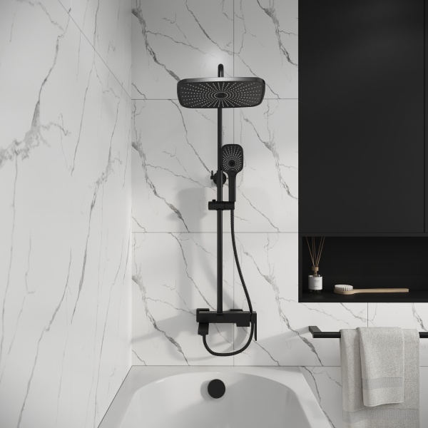 Душевая система со смесителем Grossman Pragma 500.K35.03.210 монтаж настенная без термостата черный матовый