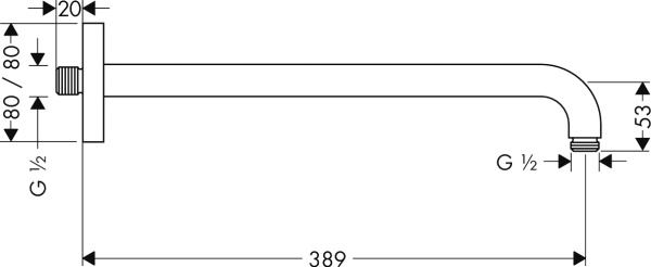 Кронштейн для верхнего душа настенный Hansgrohe  27413000 хром 