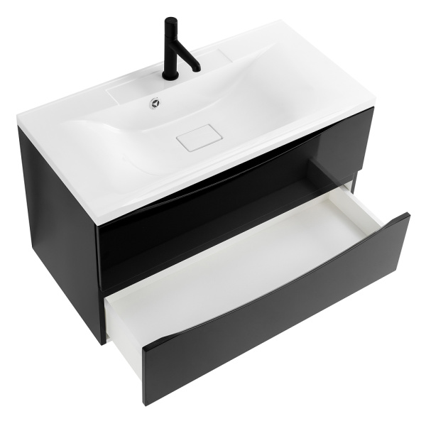 Тумба под раковину подвесная BelBagno Marino MARINO-900-2C-SO-NL-P 90 см  2 ящика цвет Nero Lucido 
