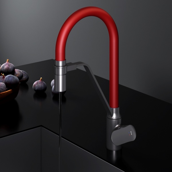 Смеситель для кухни Am.Pm Like F8007828 с подключением к фильтру черный/красный