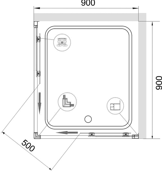 Душевой угол RGW Classic CL-34 32093499-11 квадратный 90x90 стекла прозрачные, профиль хром