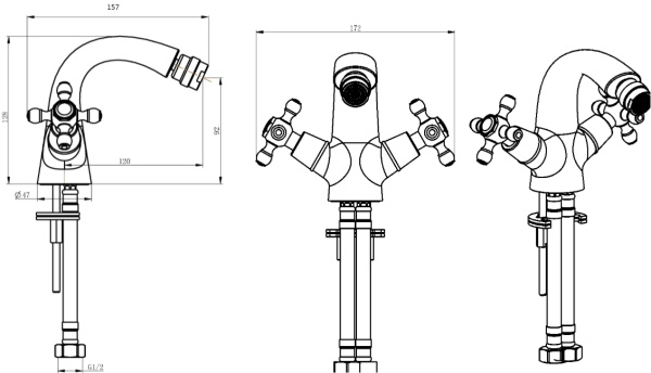 Смеситель для биде Boheme Satin 296-ST латунь 