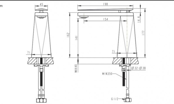 Смеситель для раковины Bravat Diamond F118102G-2-ENG золото