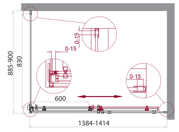 Душевой угол BelBagno Acqua ACQUA-AH-1-140/90-C-NERO прямоугольный 140x90 стекла прозрачные, профиль черный