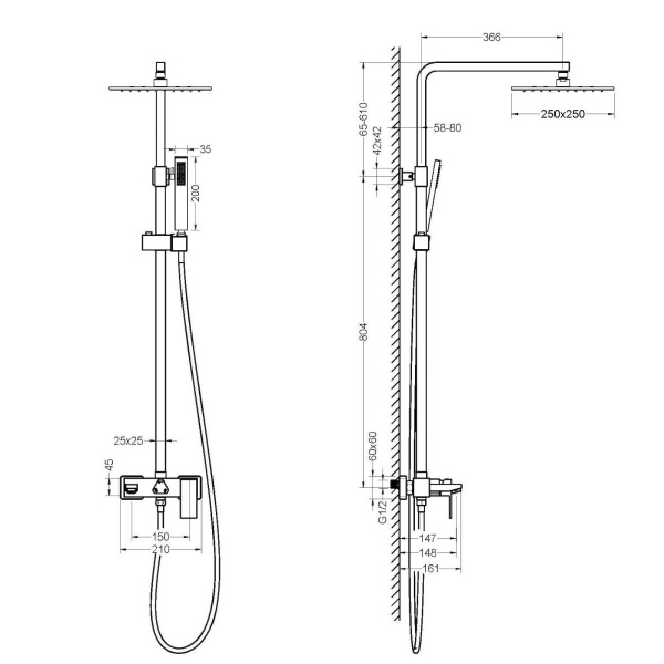 Душевая система со смесителем Timo Selene SX-1030/16 монтаж настенная без термостата белый