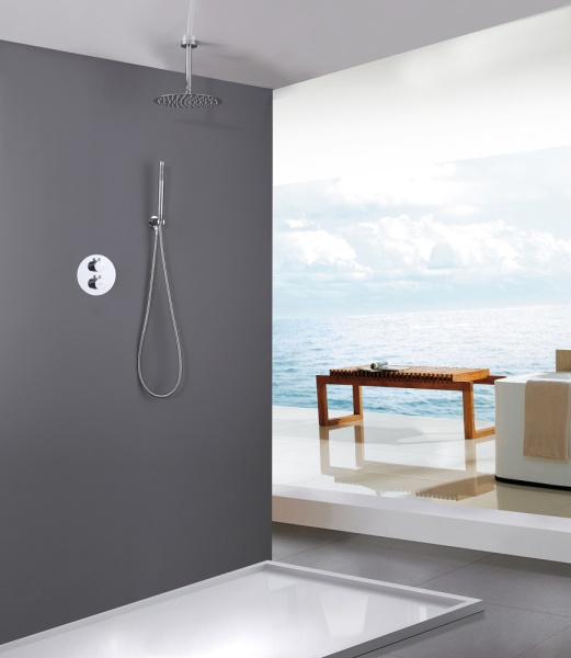 Душевая система со смесителем Abber Kreis AF8121 монтаж встраиваемая в стену без термостата хром