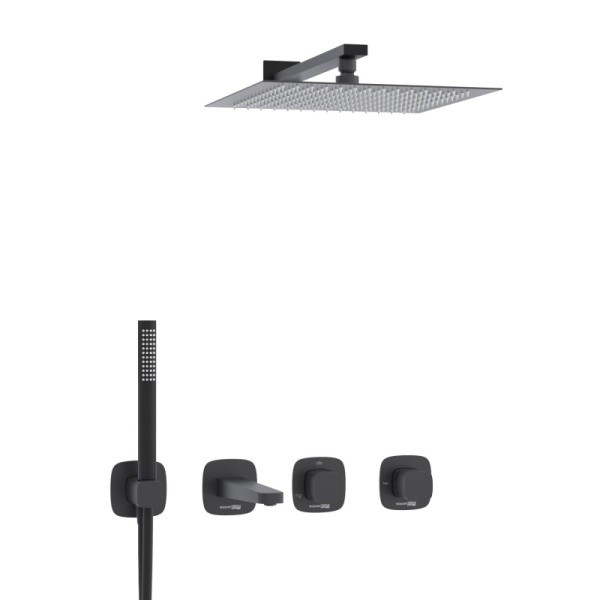 Душевая система со смесителем Wasserkraft Nuthe 9100 A9151.265.315.219.162.327.242.217 монтаж встраиваемая в стену без термостата черный