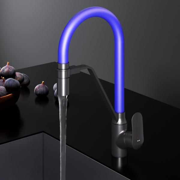 Смеситель для кухни Am.Pm Like F8007827 с подключением к фильтру черный/синий