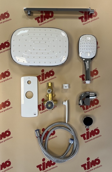 Душевая система со смесителем Timo Helmi SX-4069/00-16SM монтаж встраиваемая в стену без термостата хром/белый