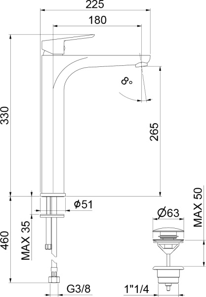 Смеситель для раковины Webert Sax Evolution SE830402740 белый