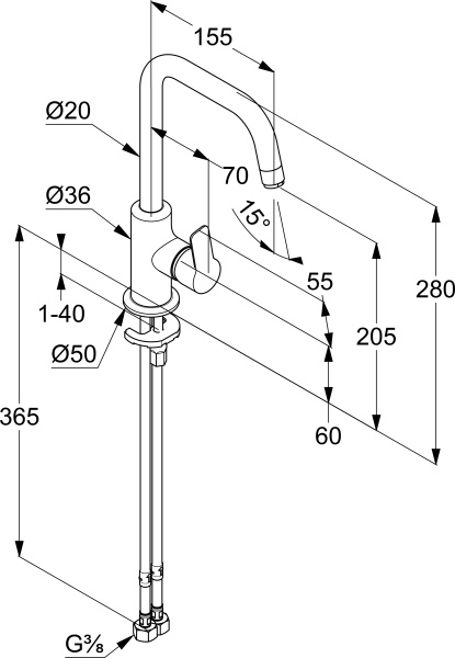 Смеситель для раковины Kludi Pure&Easy 370240565 хром
