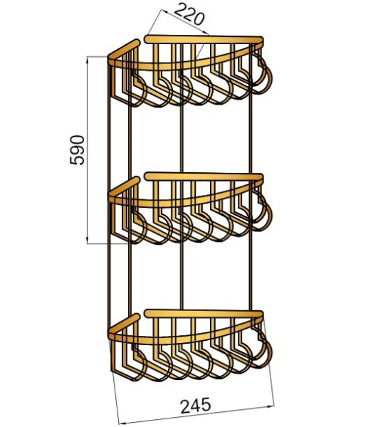 Полка для принадлежностей Boheme Imperiale 10428 настенная Gold