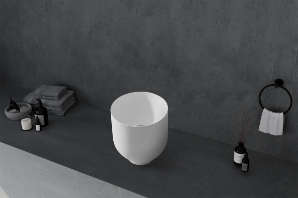 Раковина  круглая Abber STEIN AS2618 искусственный камень цвет белый матовый