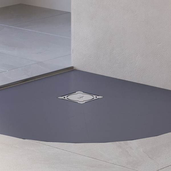 Душевой поддон низкий RGW  16153099-02 четверть круга литьевой мрамор 90x90 графит