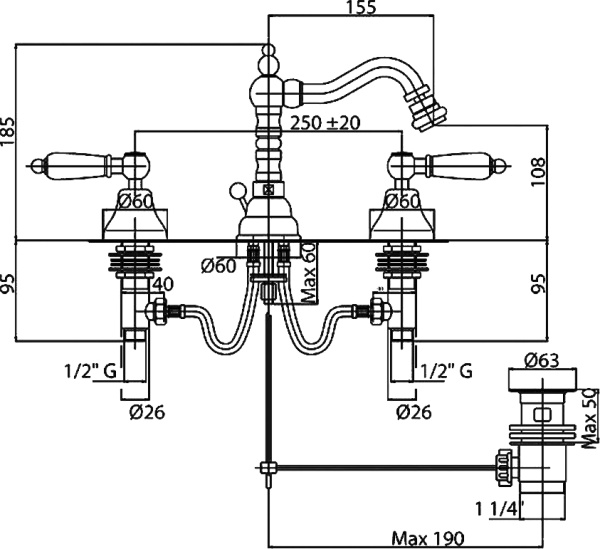 Смеситель для биде Cezares First FIRST-BBS2-03/24-Bi латунь 