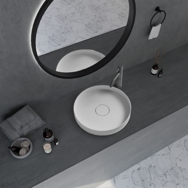 Раковина  круглая Abber STEIN AS2604 искусственный камень цвет белый матовый