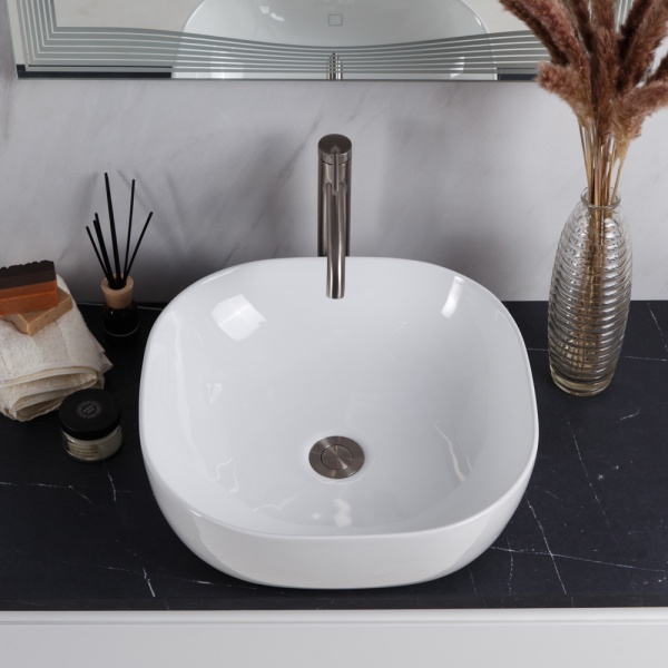 Раковина накладная квадратная  BelBagno  BB1301 фаянс цвет белый