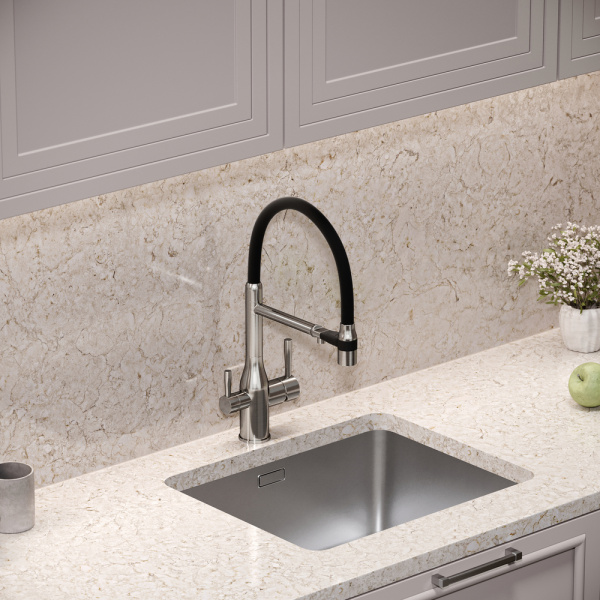 Смеситель для кухни Sancos Garda SC4009BN с подключением к фильтру брашированный никель/черный