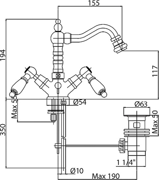Смеситель для биде Cezares Diamond DIAMOND-BS2-02-Sw латунь 