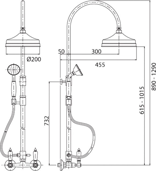 Душевая система со смесителем Cezares First FIRST-CD-03/24-Bi монтаж   