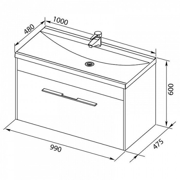Раковина мебельная прямоугольная Aquanet Нота NEW 00204096 литьевой мрамор цвет белый