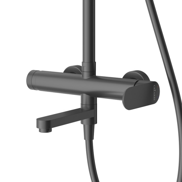 Душевая система со смесителем Cezares Stylus STYLUS-CVD-NOP монтаж настенная без термостата черный матовый