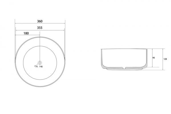 Раковина накладная круглая Abber Bequem AC2108MW фаянс цвет белый матовый