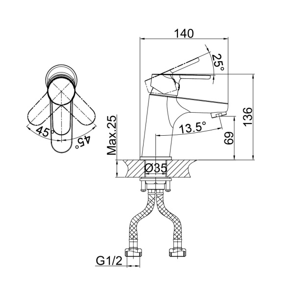 Смеситель для раковины D&amp;K Rhein.Marx DA1392101 хром