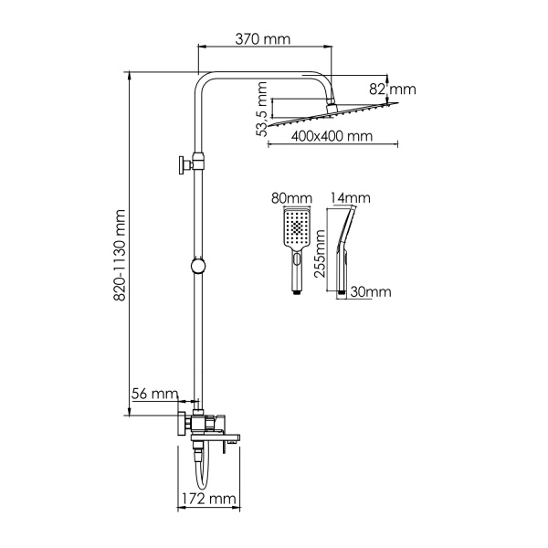 Душевая система со смесителем Wasserkraft  A177.119.103.087.CH монтаж настенная без термостата хром