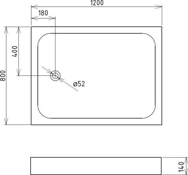 Душевой поддон низкий Gemy  ST13T прямоугольный акрил 120x80 белый