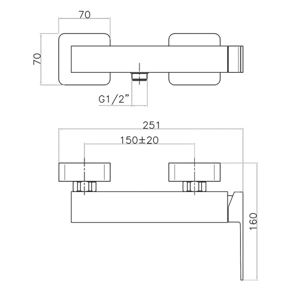 Смеситель для душа Webert Pegaso PE870101560 настенный 
без термостата черный