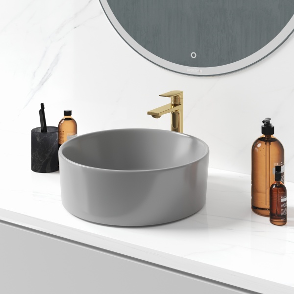 Раковина  круглая Grossman Color GR-3013GM фаянс цвет серый матовый