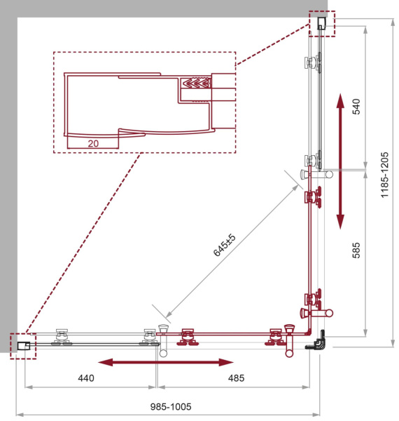 Душевой угол BelBagno Uno UNO-195-AH-2-120/100-C-Cr прямоугольный 120x100 стекла прозрачные, профиль хром