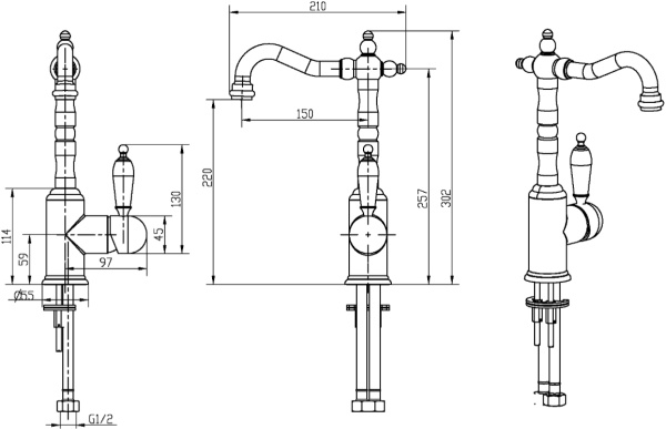 Смеситель для раковины Boheme Crystal 282-CRST 